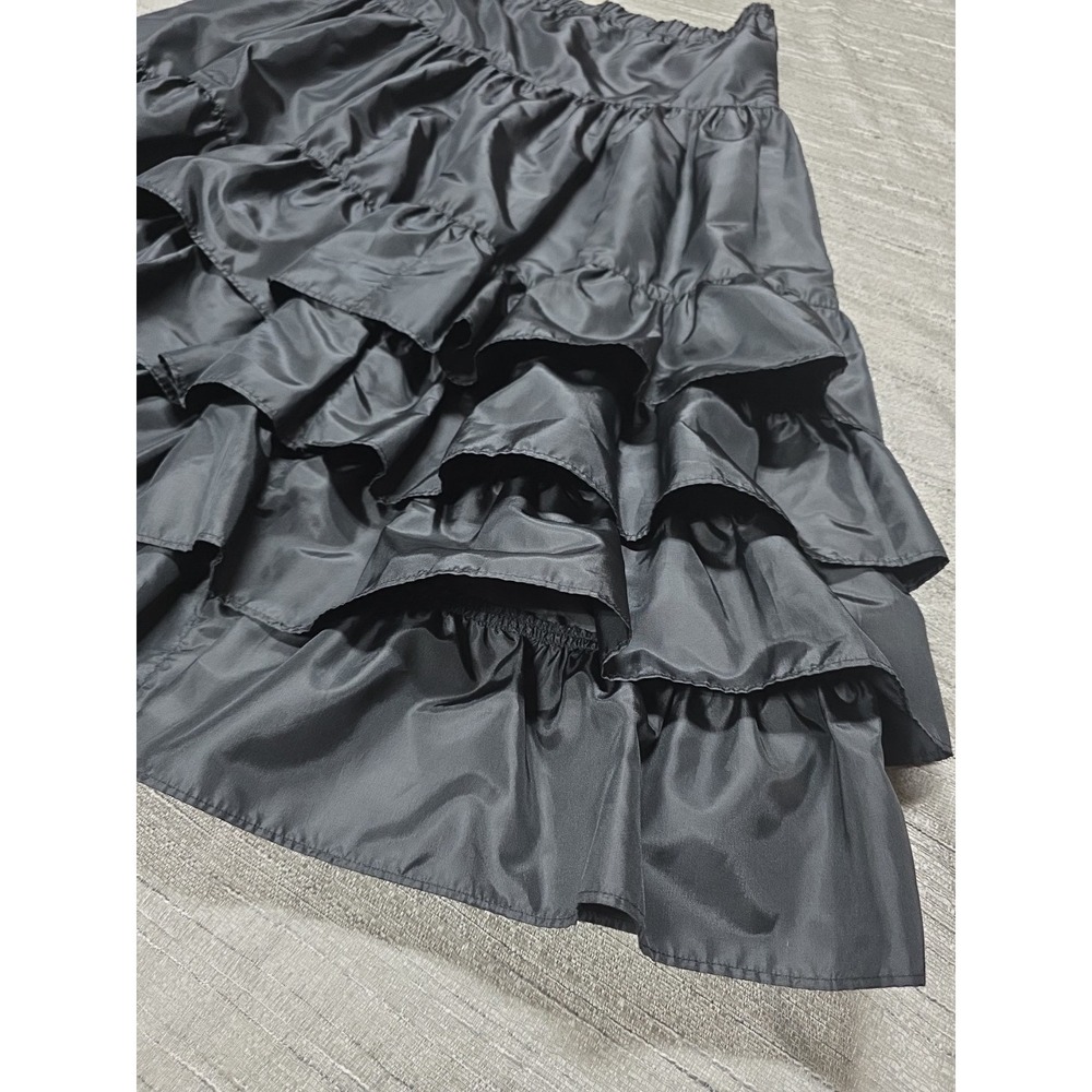 Regina Porter Black Tiered Ruffle  Midi Skirt Size  Large Party Preppy Neutral - Picture 11 of 13